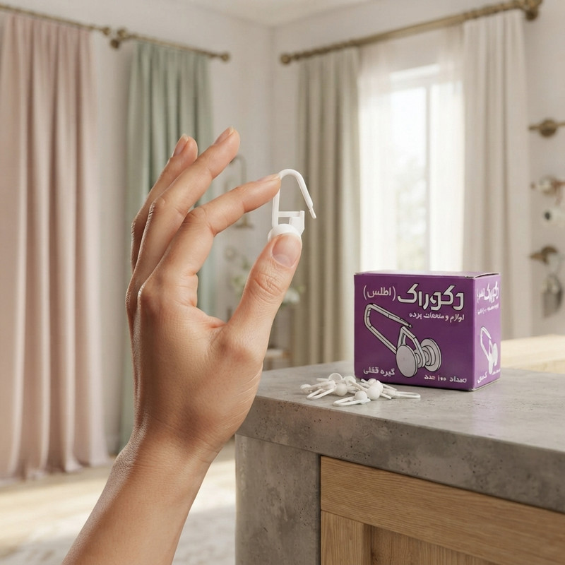 گیره پرده قلابی برند اطلس (بسته و دونه ای)